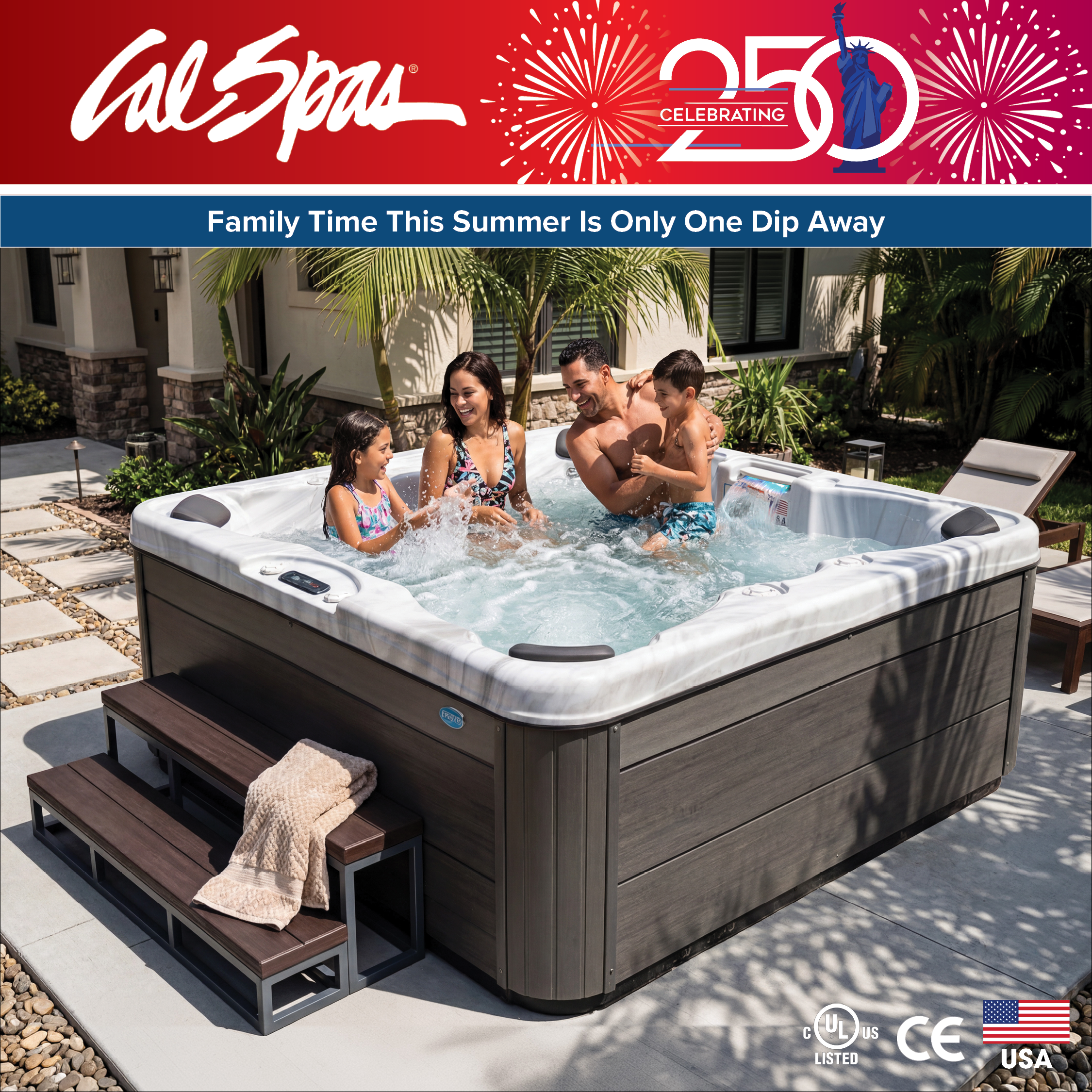 Calspas hot tub being used in a family setting - Notodden